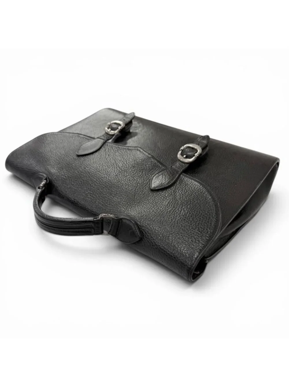 Chrome Hearts Leather Part Gunslinger CH Plus Briefcase Handbag Black